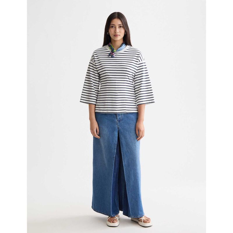 Scotch & Soda Washed Striped Breton Tee With Shaping Details image number 3